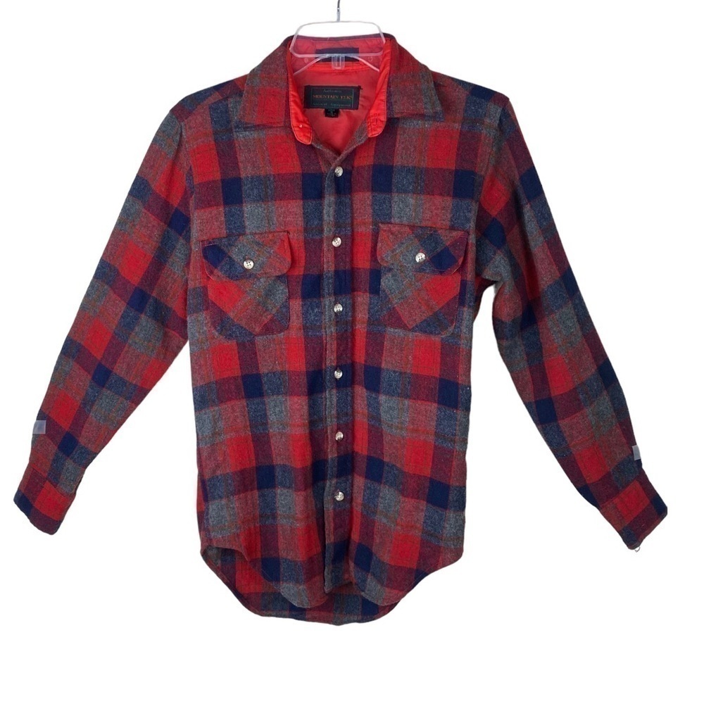 Men’s Mountain Tek wool blend flannel shirt‎ hiking camping hunting siz…
